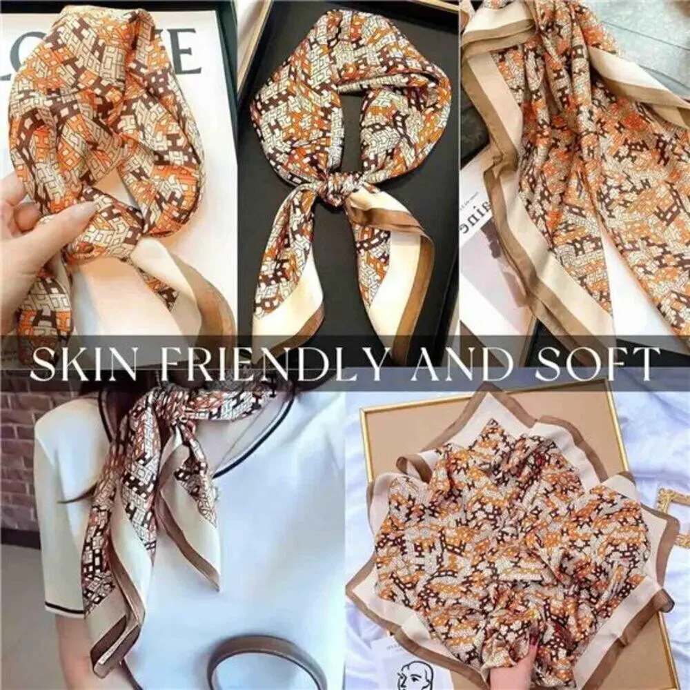 Hair Bandanas Scarf For Women Lightweight Orange Fashion Neck Silk Satin Head